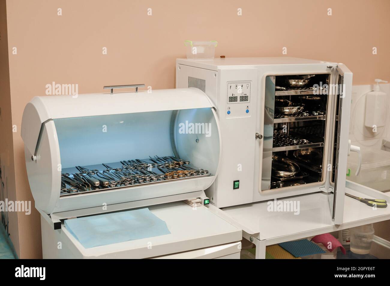Medical ultraviolet sterilizer. Medical autoclave with instruments