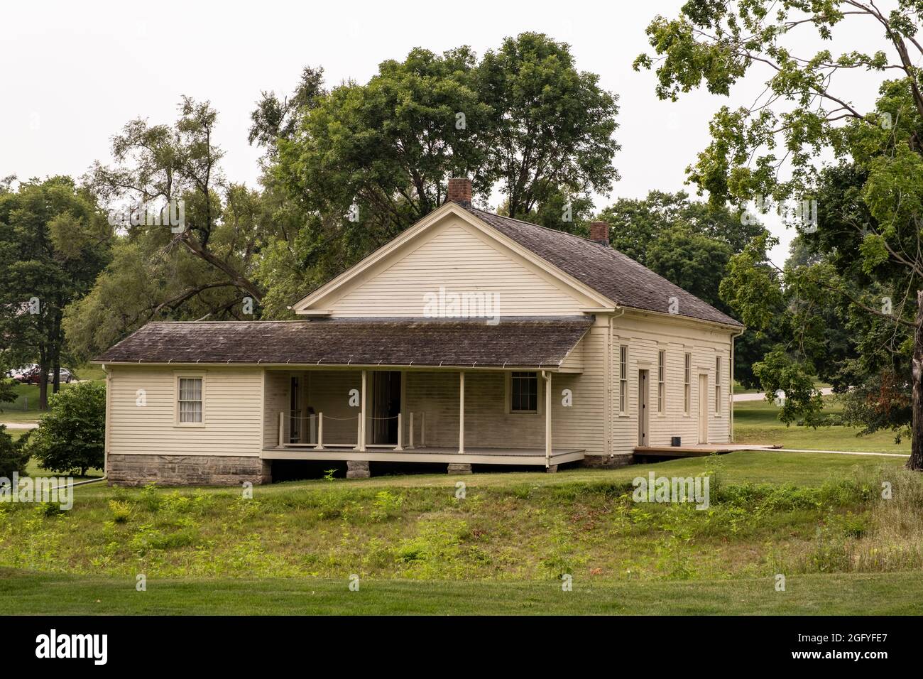 West Branch, Iowa. Herbert Hoover Memorial Site. Quaker Friends Meeting House. Stock Photo