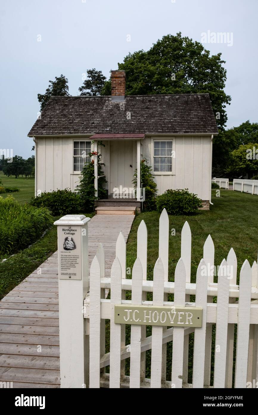 West Branch, Iowa. Herbert Hoover Memorial Site. Hoover's Boyhood Home, the Birthplace Cottage. Stock Photo