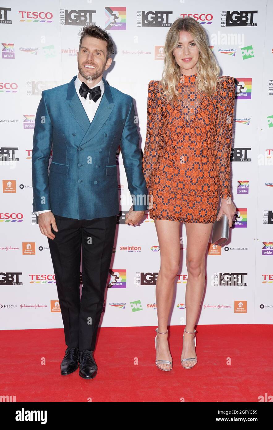 Joel Dommett and Hannah Cooper arriving for the 2021 British LGBT