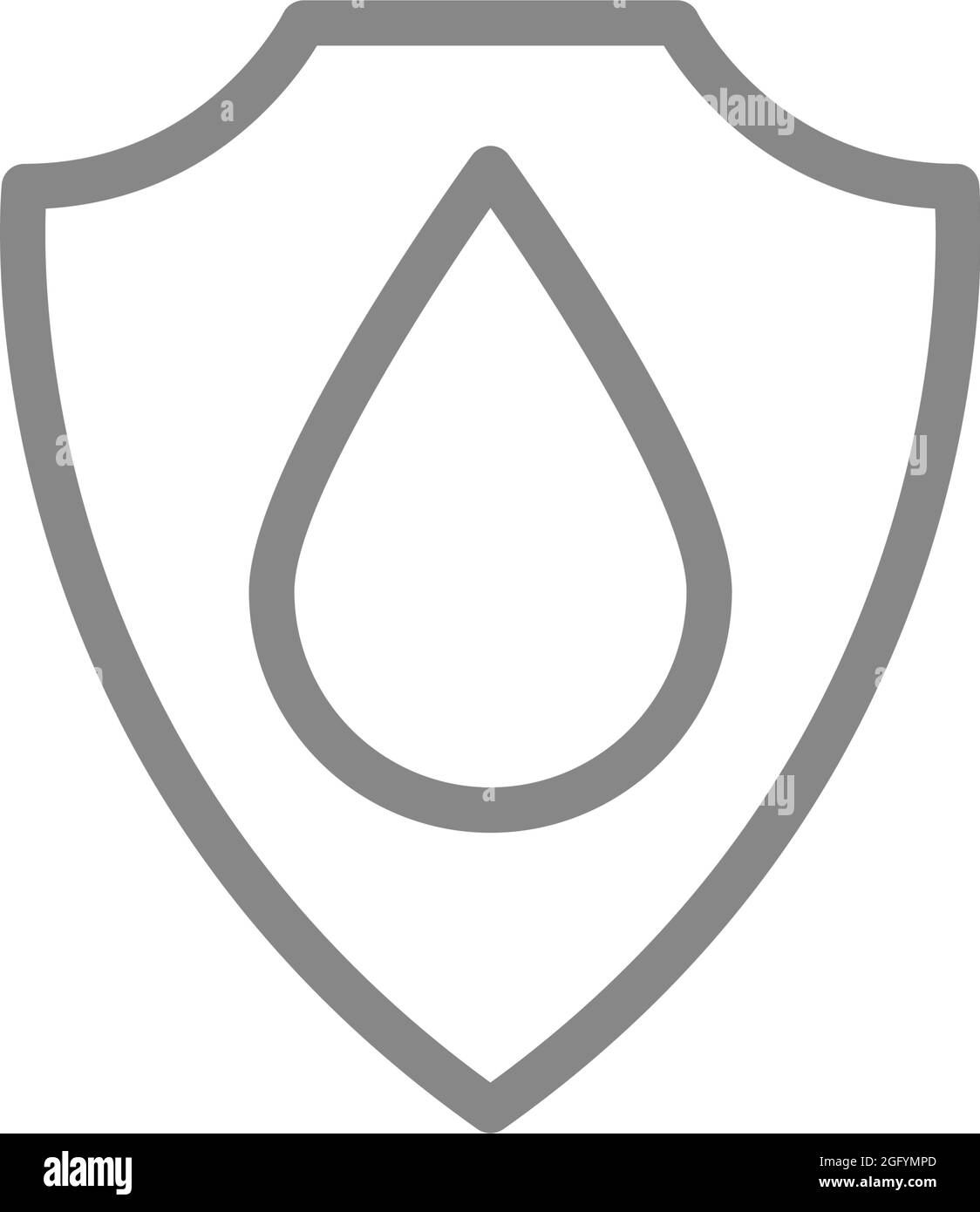 Protective shield with drop line icon. Safe water, protected water ...