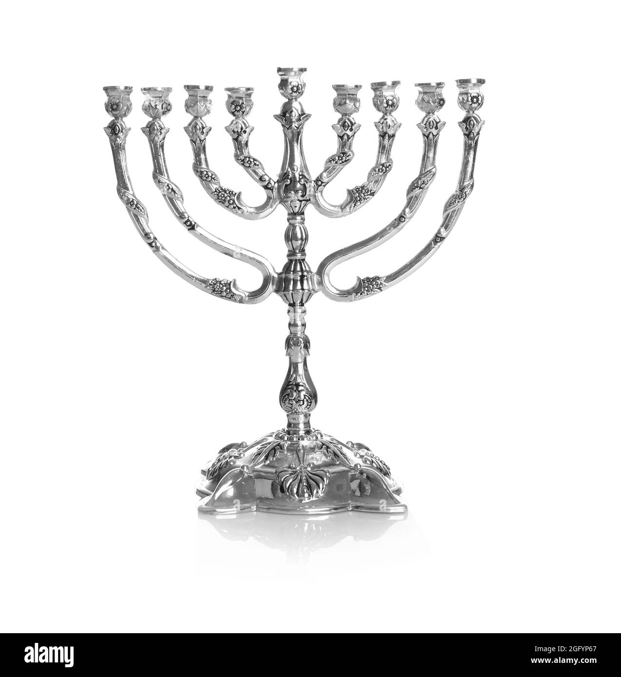 Hanukkah menorah on white background Stock Photo Alamy