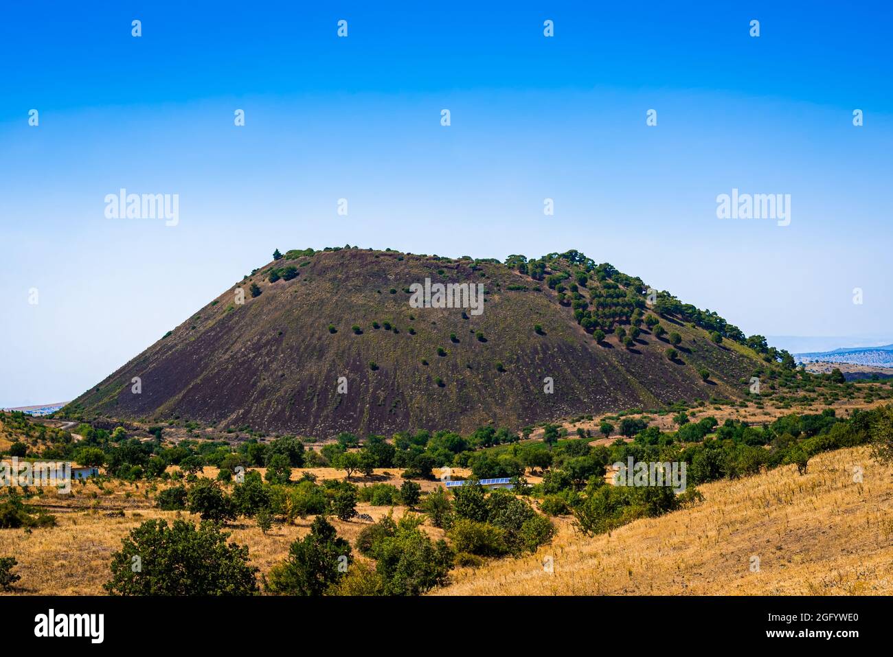 Sandal-Divlit Volcano Cone. Kula Volcanic Geopark, Manisa, Turkey. Stock Photo