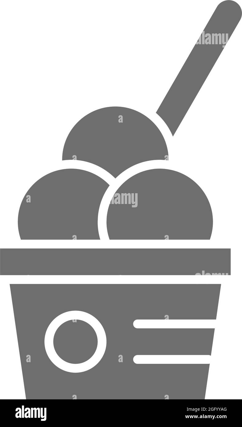 Ice cream balls in cup, takeaway grey icon Stock Vector Image & Art - Alamy