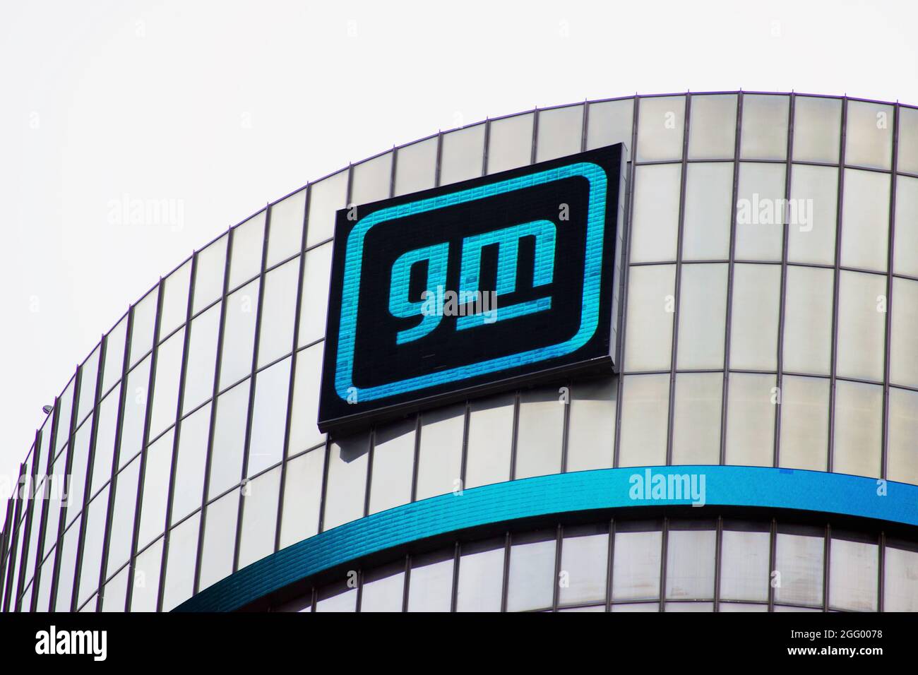 General Motors Detroit Headquarters, New Emblem Stock Photo