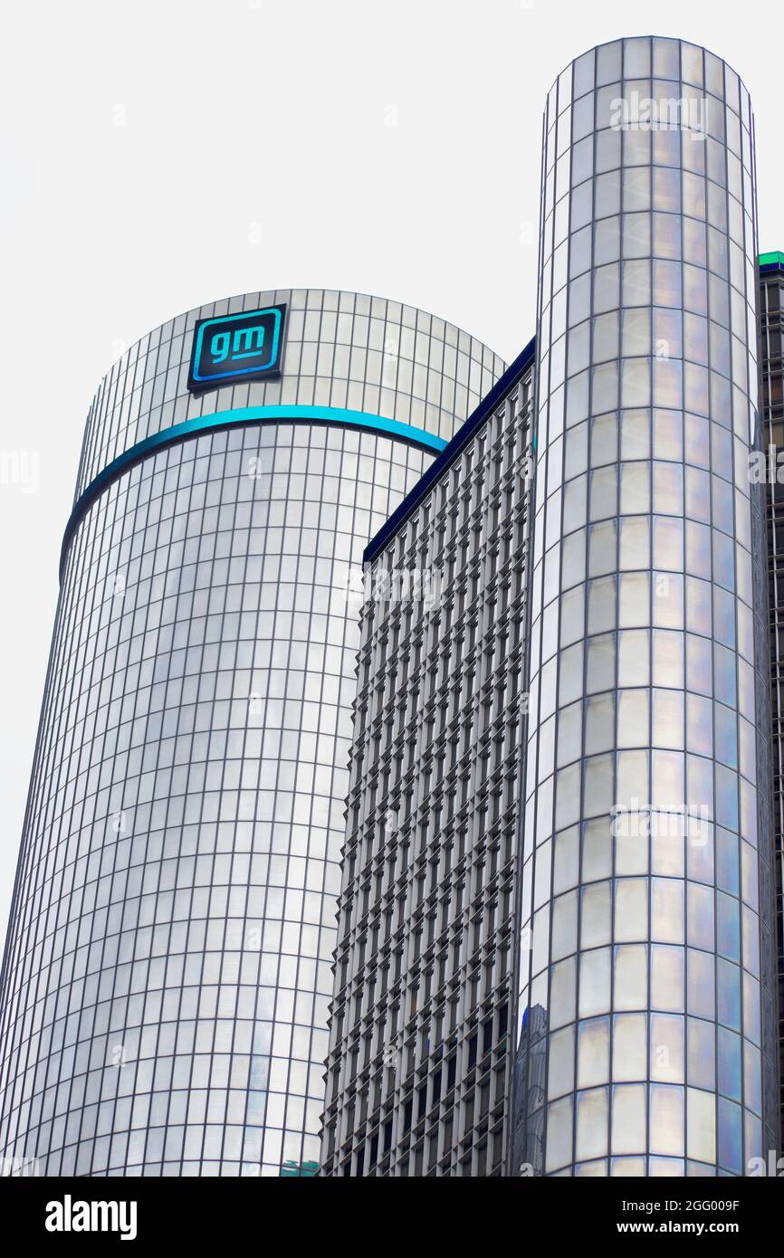 General Motors Detroit Headquarters, New Emblem Stock Photo