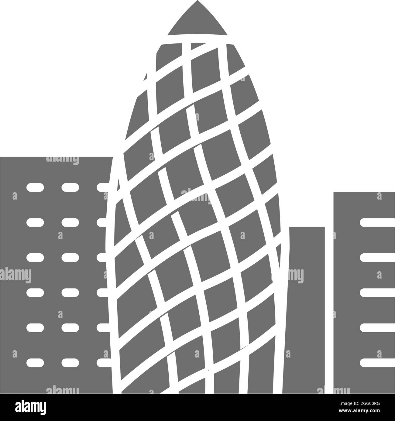 London Egg, 30 St Mary Axe skyscraper, city landscape grey icon. Stock Vector