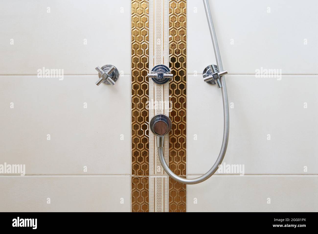 shower faucet on the wall in the hotel bathroom Stock Photo Alamy