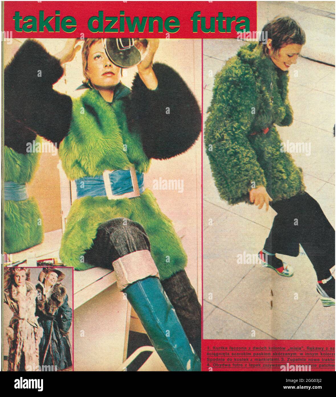 Vintage fashion photography retro photo collage clipping 1960s 1970s zdjęcie modowe vintage wycinek z gazety centerfold Stock Photo