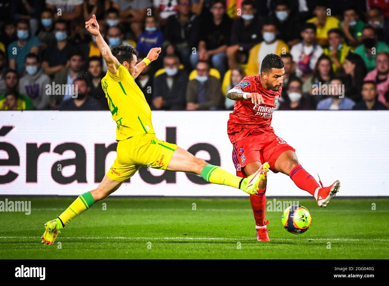 Emerson PALMIERI DOS SANTOS of Lyon during the French championship Ligue 1 football match between FC Nantes and Olympique Lyonnais on August 27, 2021 at La Beaujoire - Louis Fonteneau stadium in Nantes, France - Photo Matthieu Mirville / DPPI Stock Photo