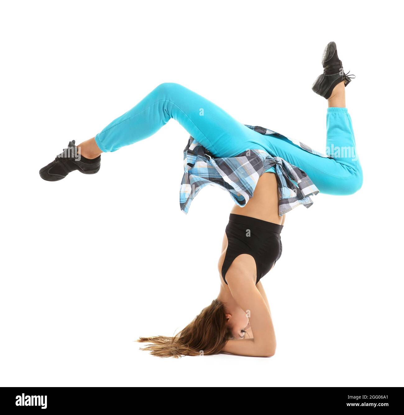 Hip hop dancer dancing on white background Stock Photo - Alamy