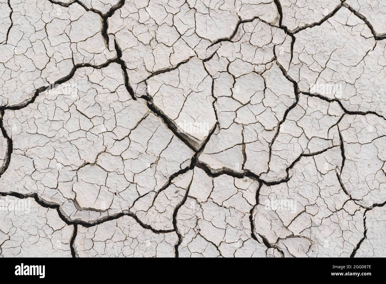 Cracked dry clay loam soil. Drought. Stock Photo