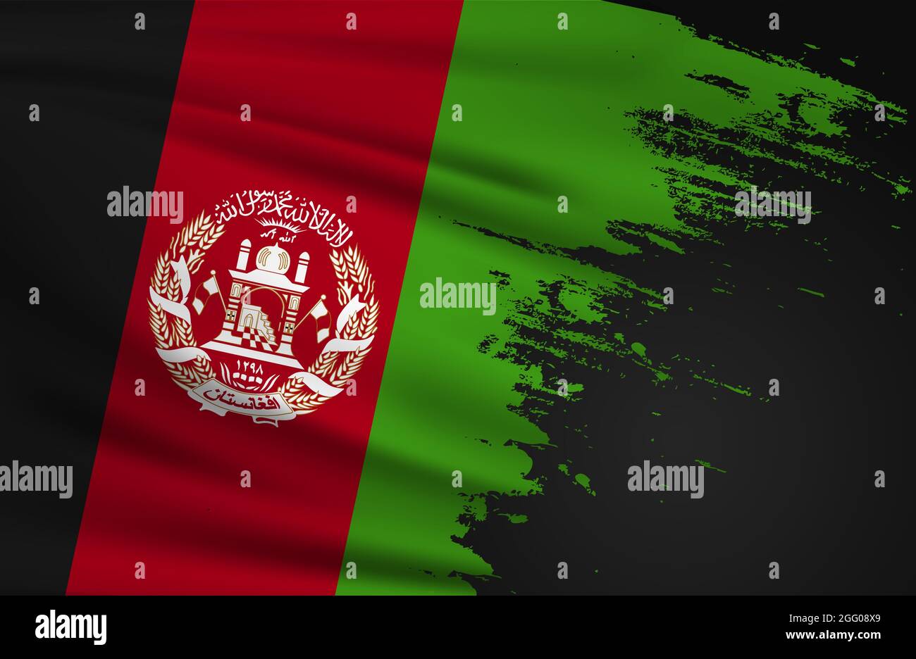 Brush stroke in Afghanistan flag concept vector illustration. Stock Vector