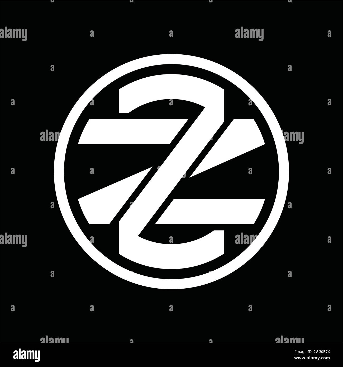 ZZ Logo monogram with overlapping style vintage design template Stock