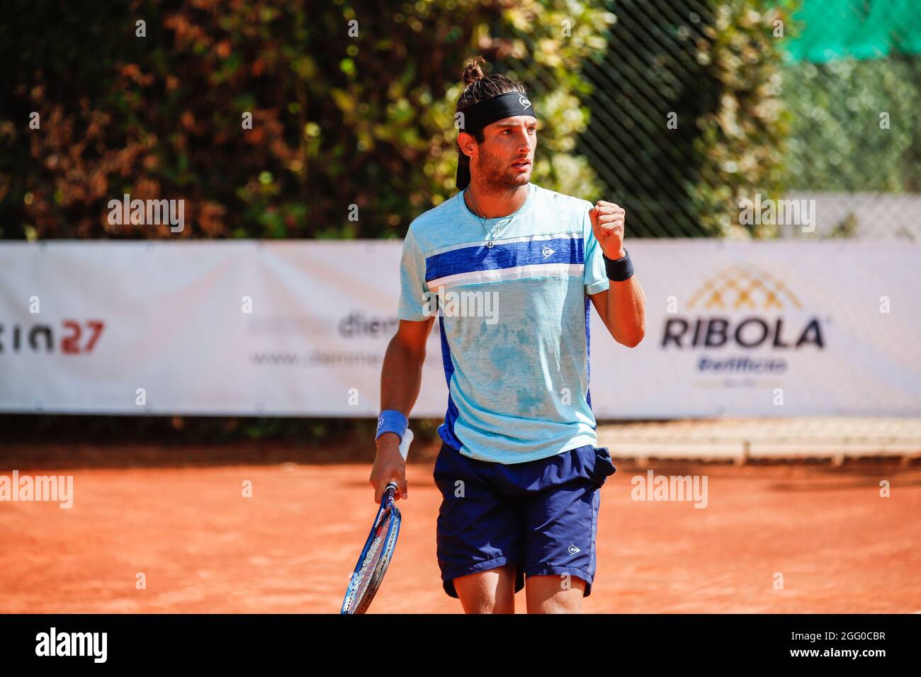 Andrea Picchione from Italy during Lesa Cup 2021 - ITF, Tennis Internationals in Lesa (NO), Italy, August 27 2021 Stock Photo