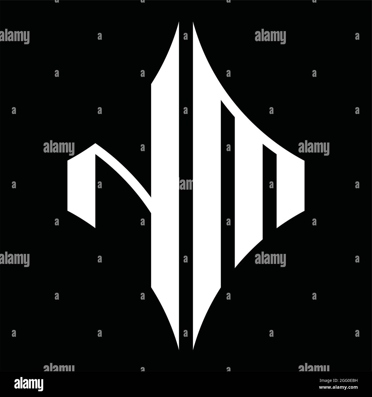 NM Logo monogram with diamond shape on blackground design template ...