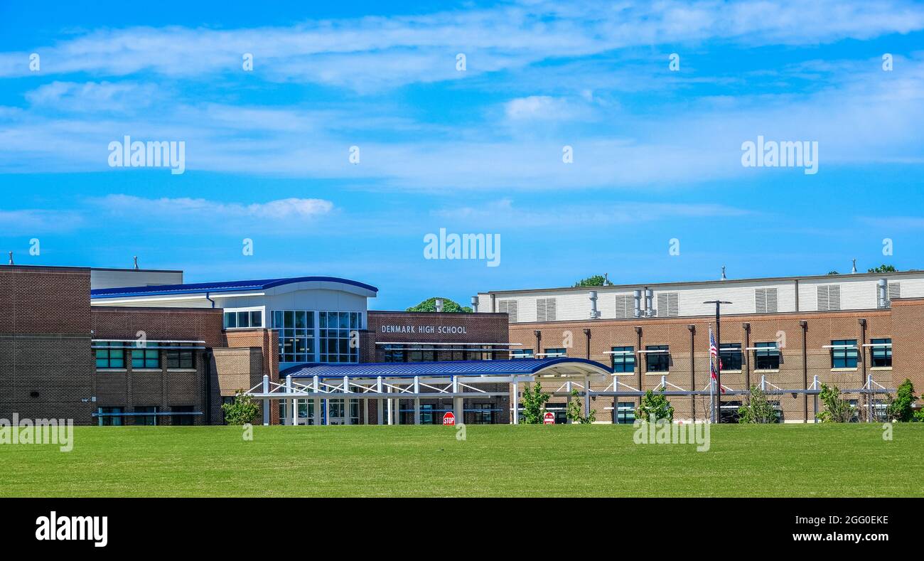 Denmark High School Across Grass Stock Photo