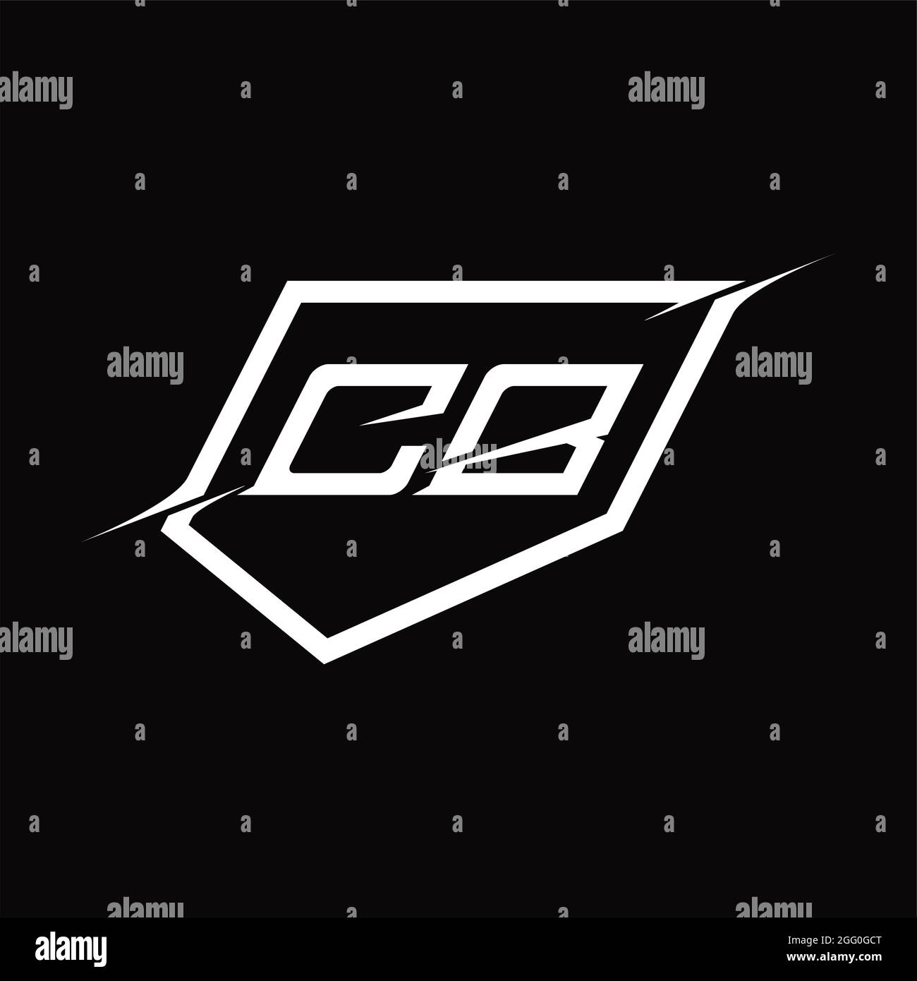 CB Logo monogram letter with shield and slice style blackground design ...