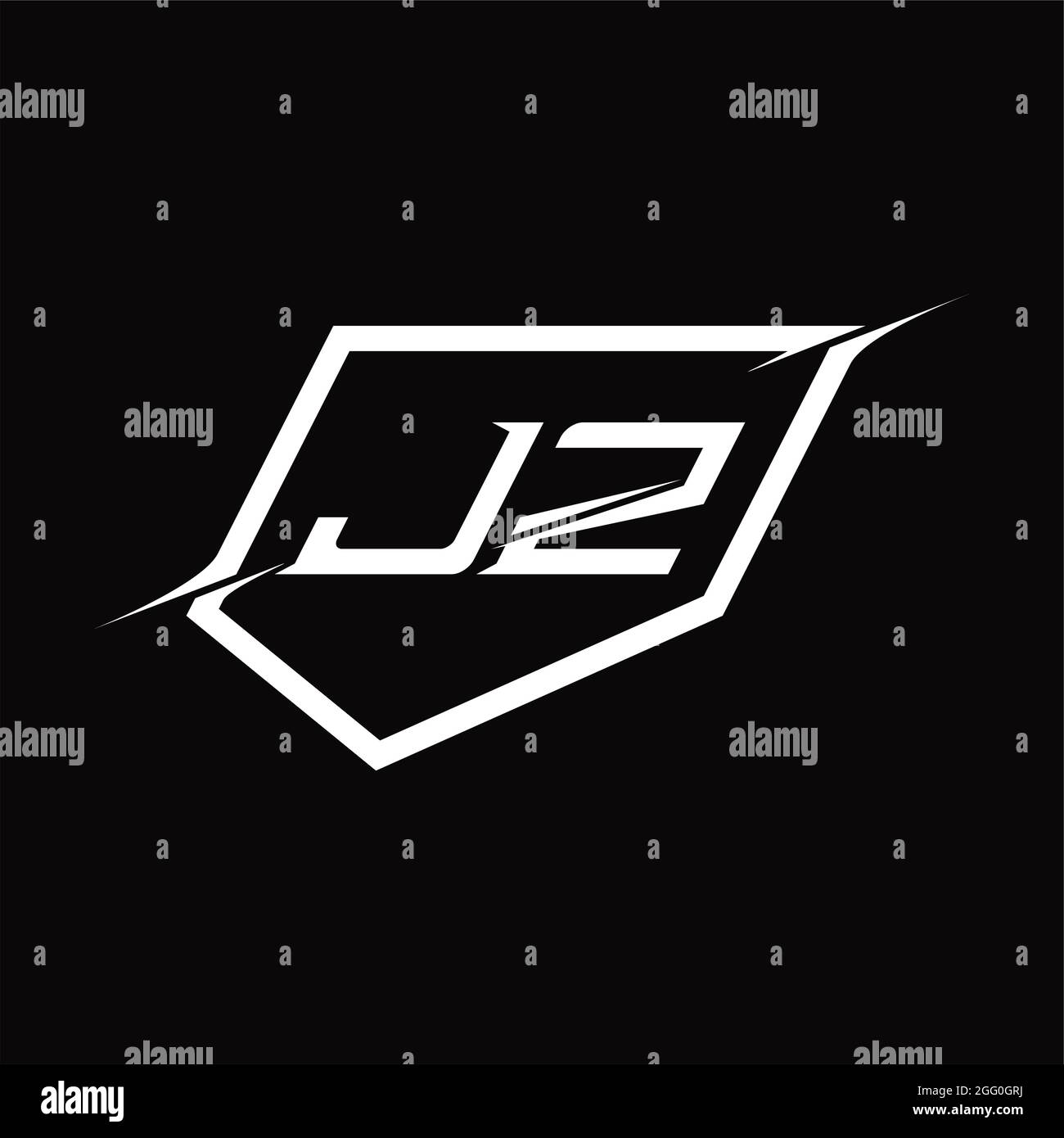 JZ Logo monogram letter with shield and slice style blackground design ...