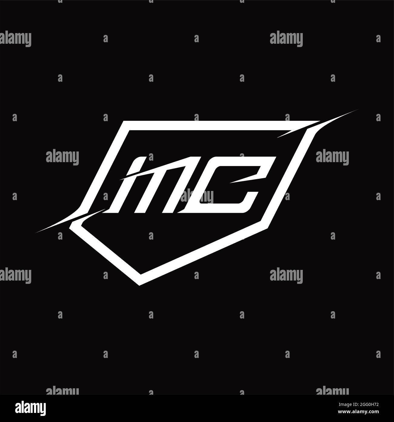 MC Logo monogram with middle slice on blackground design template Stock Vector