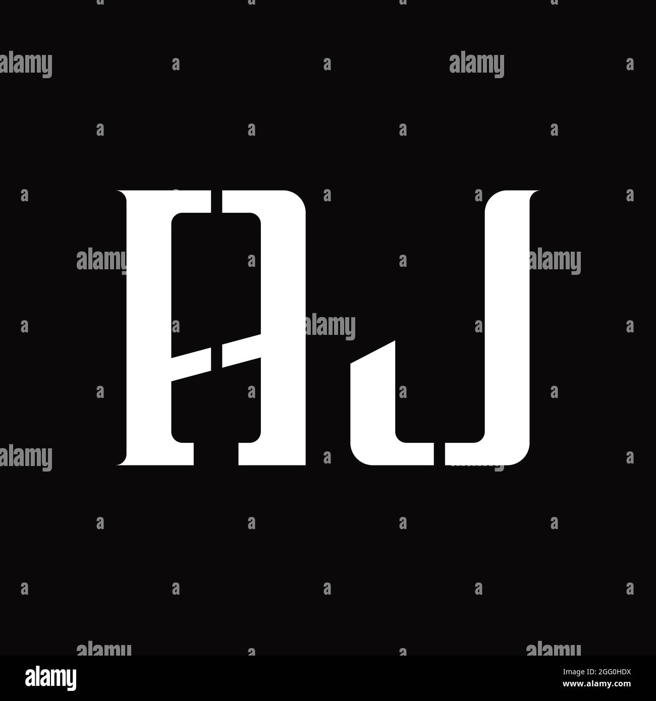 AJ Logo monogram with middle slice on blackground design template Stock ...