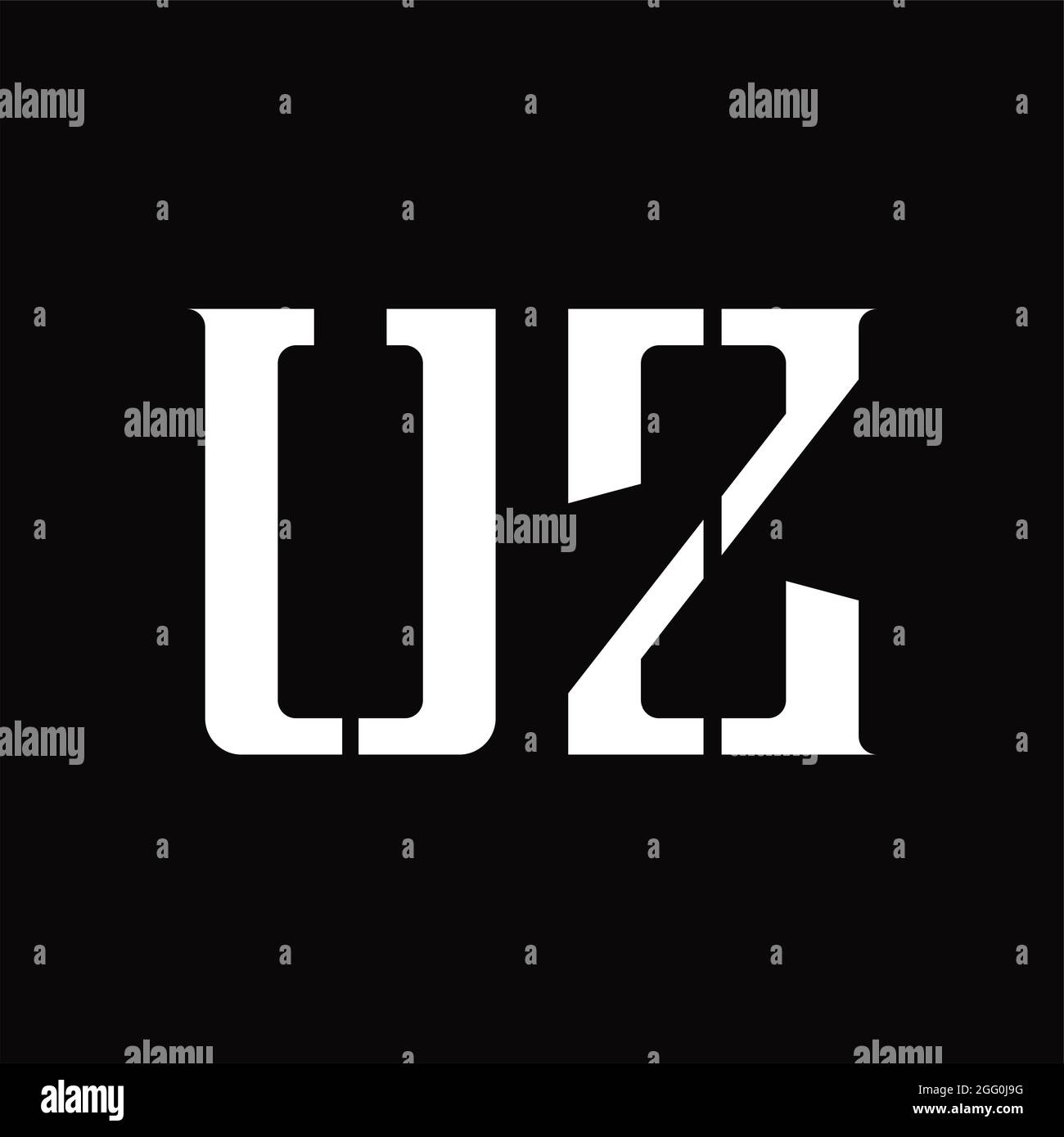 UZ Logo monogram with middle slice on blackground design template Stock ...