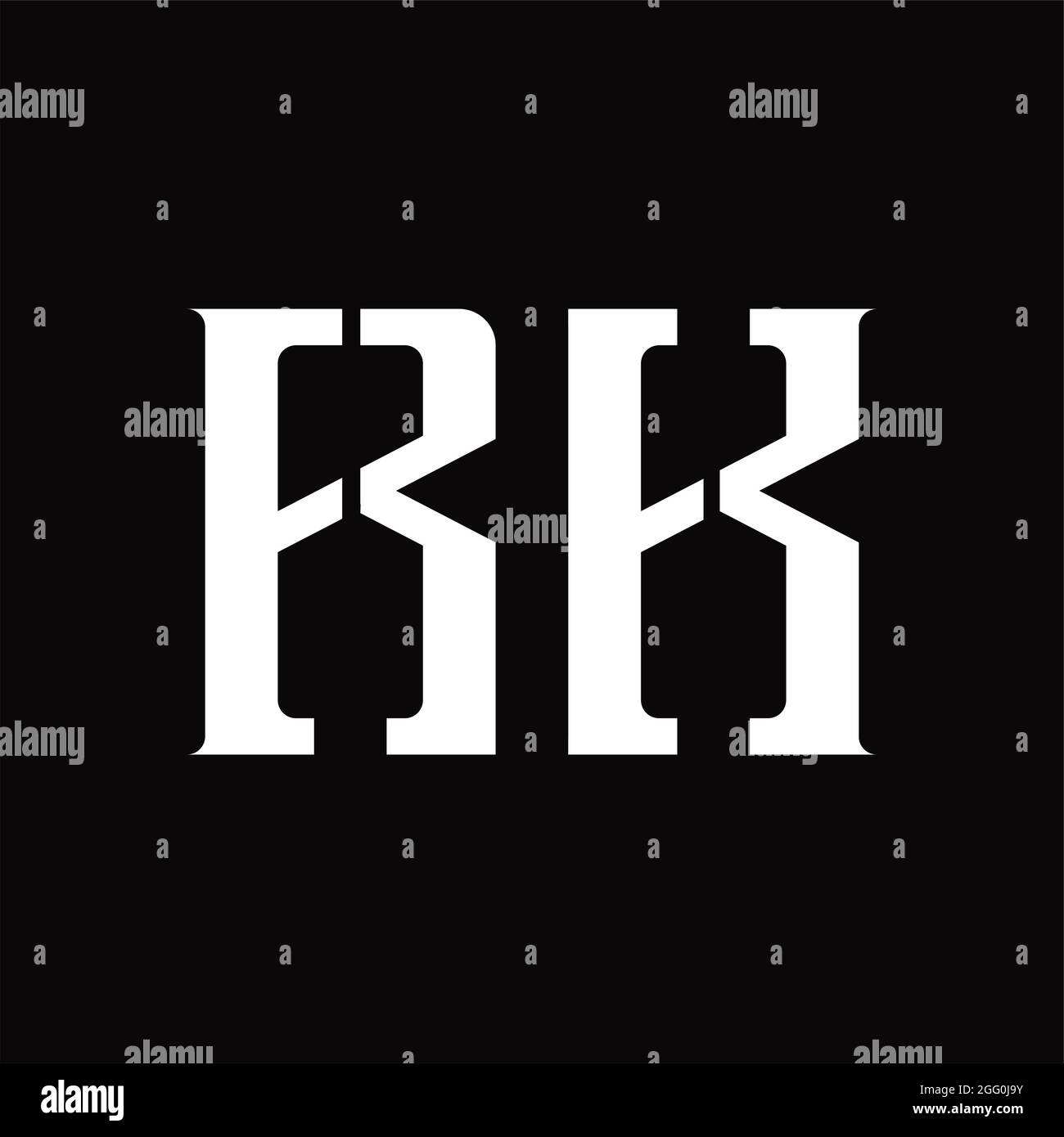 RK Logo monogram with middle slice on blackground design template Stock Vector