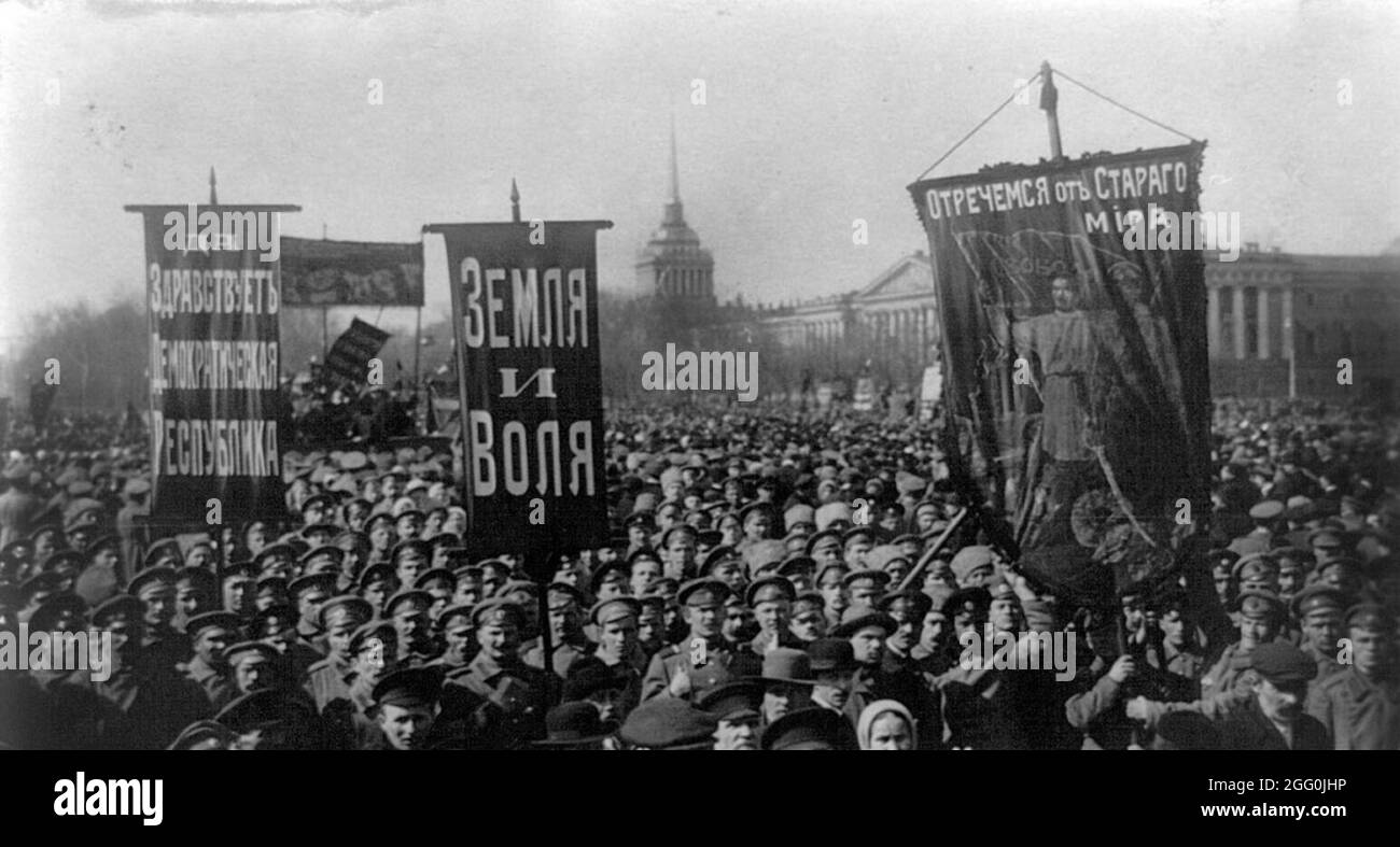 Communist revolutionary rally in 1917 Stock Photo