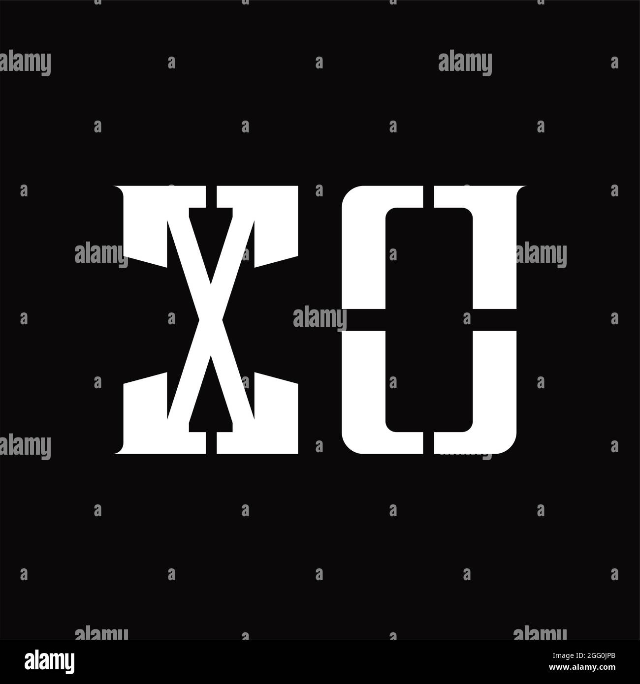 XO Logo monogram with middle slice on blackground design template Stock Vector