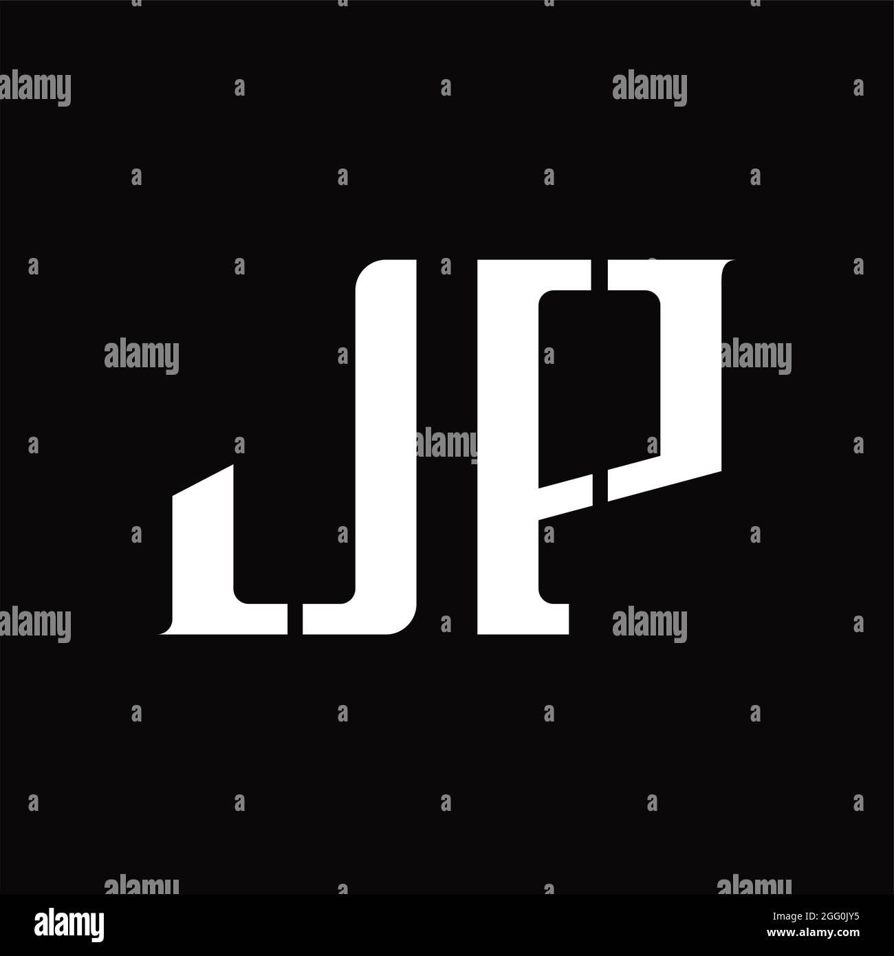 JP Logo monogram with middle slice on blackground design template Stock ...