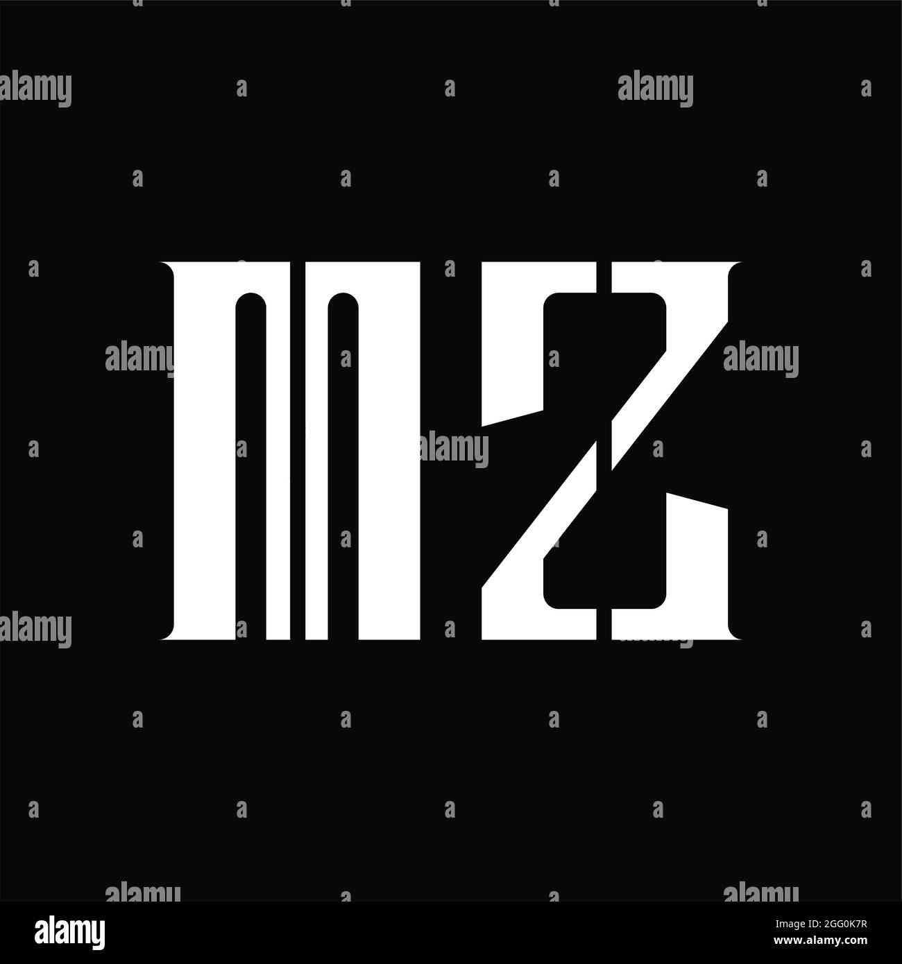 MZ Logo monogram with middle slice on blackground design template Stock ...
