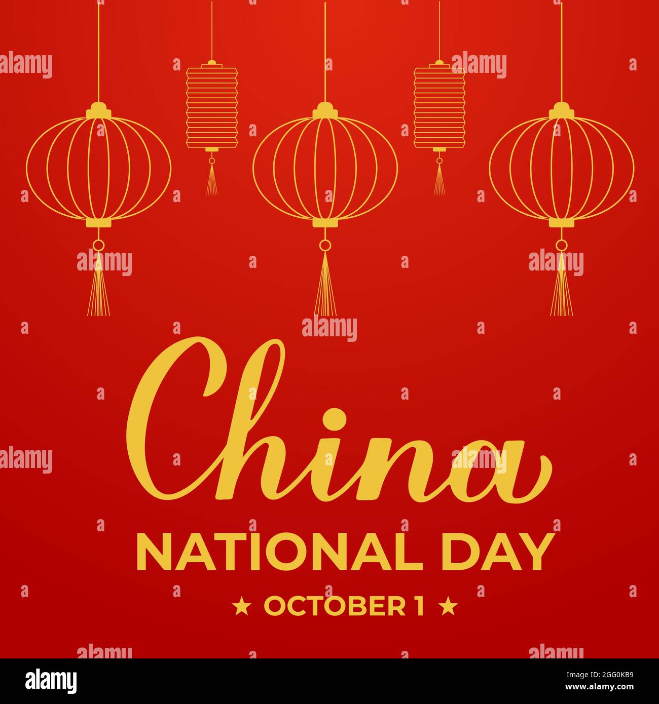 China National Day typography poster. Chinese holiday celebrated on