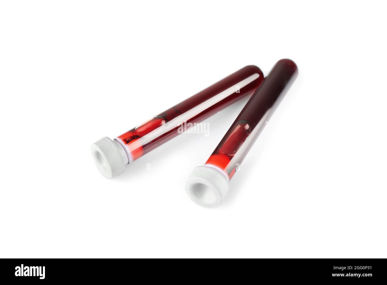 Test tubes with blood samples isolated on white Stock Photo - Alamy