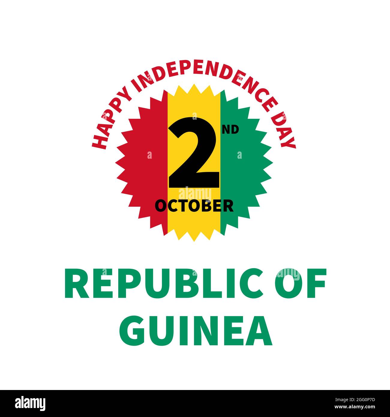 Republic of Guinea Independence Day typography poster. National holiday
