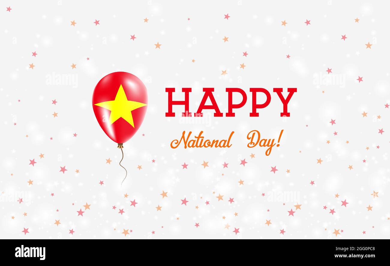 Vietnam National Day patriotic poster. Flying Rubber Balloon in Colors