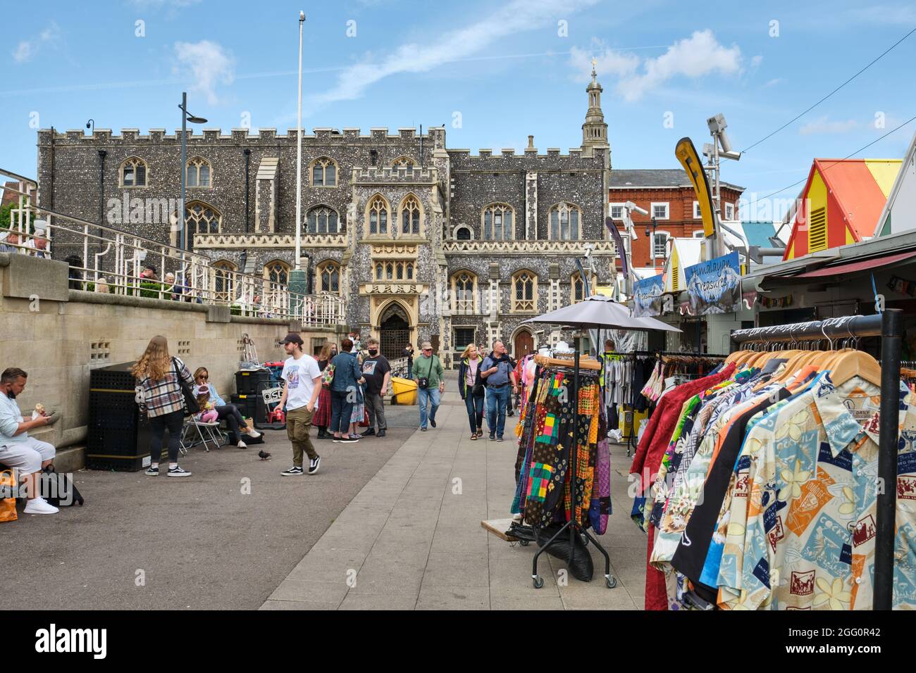 Norwich Market and Guildhall Stock Photo