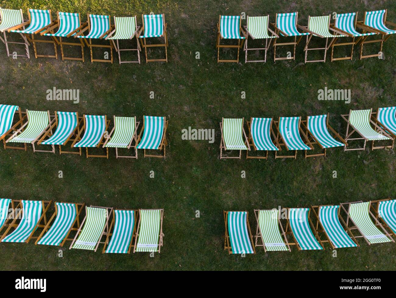 Deck chairs in rows Stock Photo Alamy