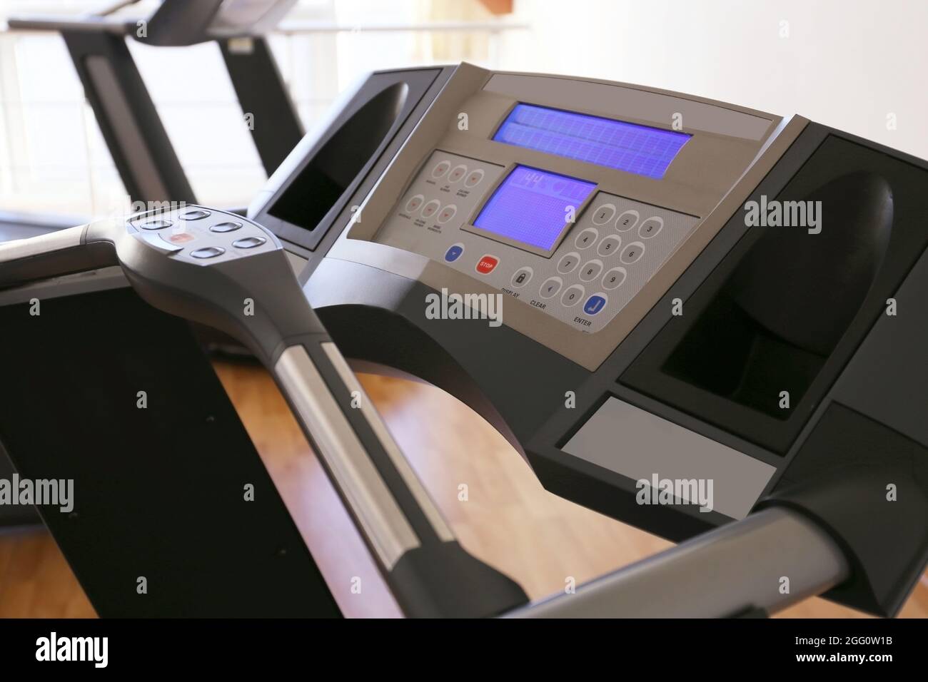 Treadmill panel, closeup Stock Photo Alamy