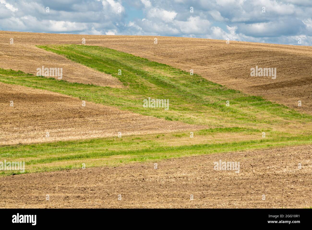Iowa.  Mowed Field, near Cascade, Dubuque County. Stock Photo