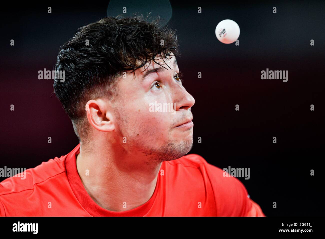 TOKYO, JAPAN. 28th Aug, 2021. Ross Wilson of Great Britain competes in Men’s Singles - Class 8 Quarterfinal 3 during Table Tennis QF SM and Finals of the Tokyo 2020 Paralympic games at Tokyo Metropolitan Gymnasium on Saturday, August 28, 2021 in TOKYO, JAPAN. Credit: Taka G Wu/Alamy Live News Stock Photo
