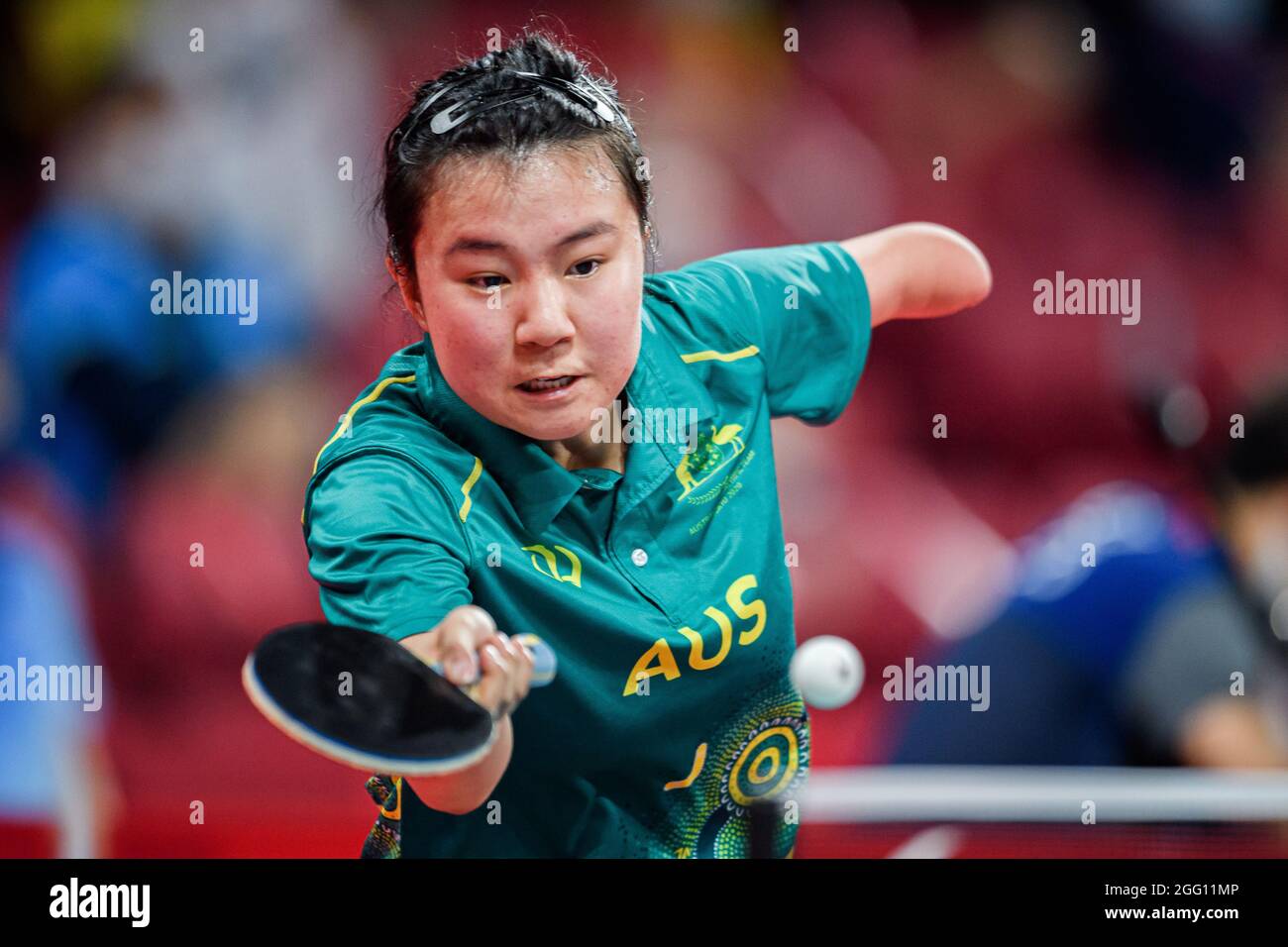 TOKYO, JAPAN. 28th Aug,2021. Yang Qian of Australia competes in Women’s Singles - Class 10 Quarterfinal 2 during Table Tennis QF SM and Finals of the Tokyo 2020 Paralympic games at Tokyo Metropolitan Gymnasium on Saturday, August 28, 2021 in TOKYO, JAPAN. Credit: Taka G Wu/Alamy Live News Stock Photo