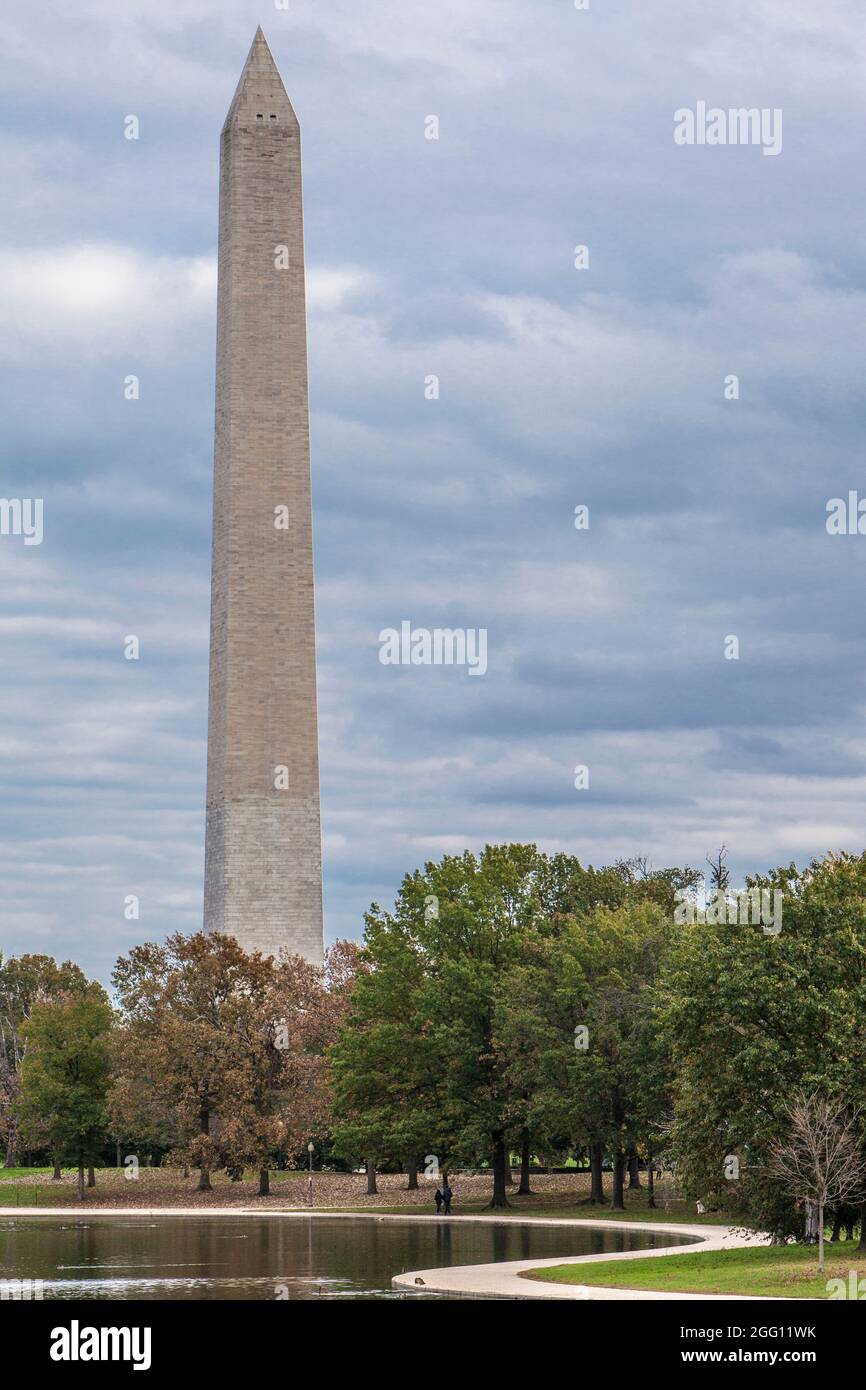 Autumn Day on the National Mall, with Washington Monument, Washington DC, USA. Stock Photo