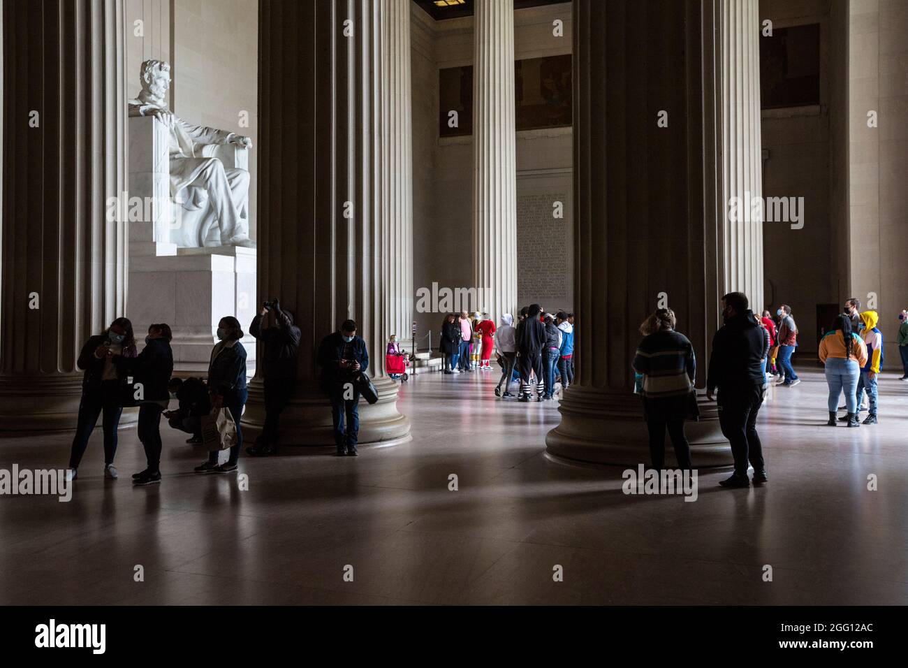 Tourists Visiting the Lincoln Memorial, Washington, DC, USA. Stock Photo