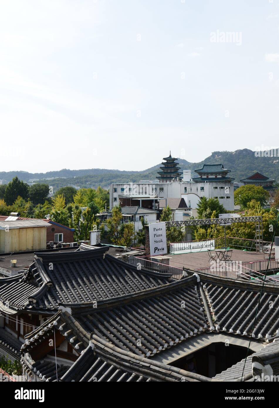 Bukchon Hanok Village in Seoul, Korea. Stock Photo