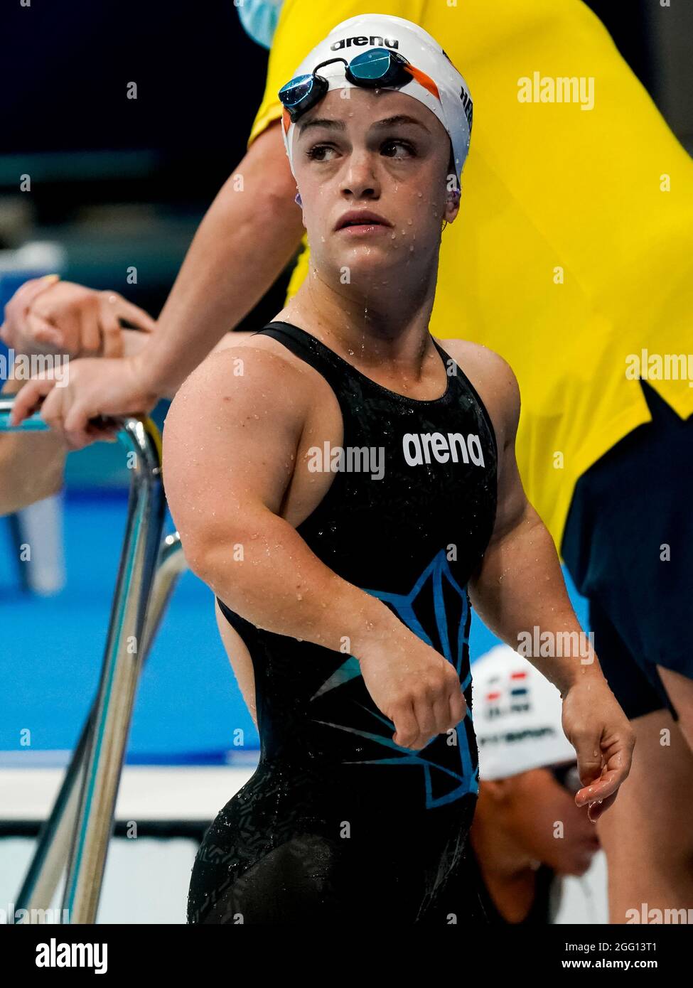 TOKYO, JAPAN - AUGUST 28: Sophia Herzog of the United States after competing in the Women's 100m Breaststroke SB6 Heats during the Tokyo 2020 Paralympic Games at Tokyo Aquatics Centre on August 28, 2021 in Tokyo, Japan (Photo by Ilse Schaffers/Orange Pictures) NOCNSF Stock Photo