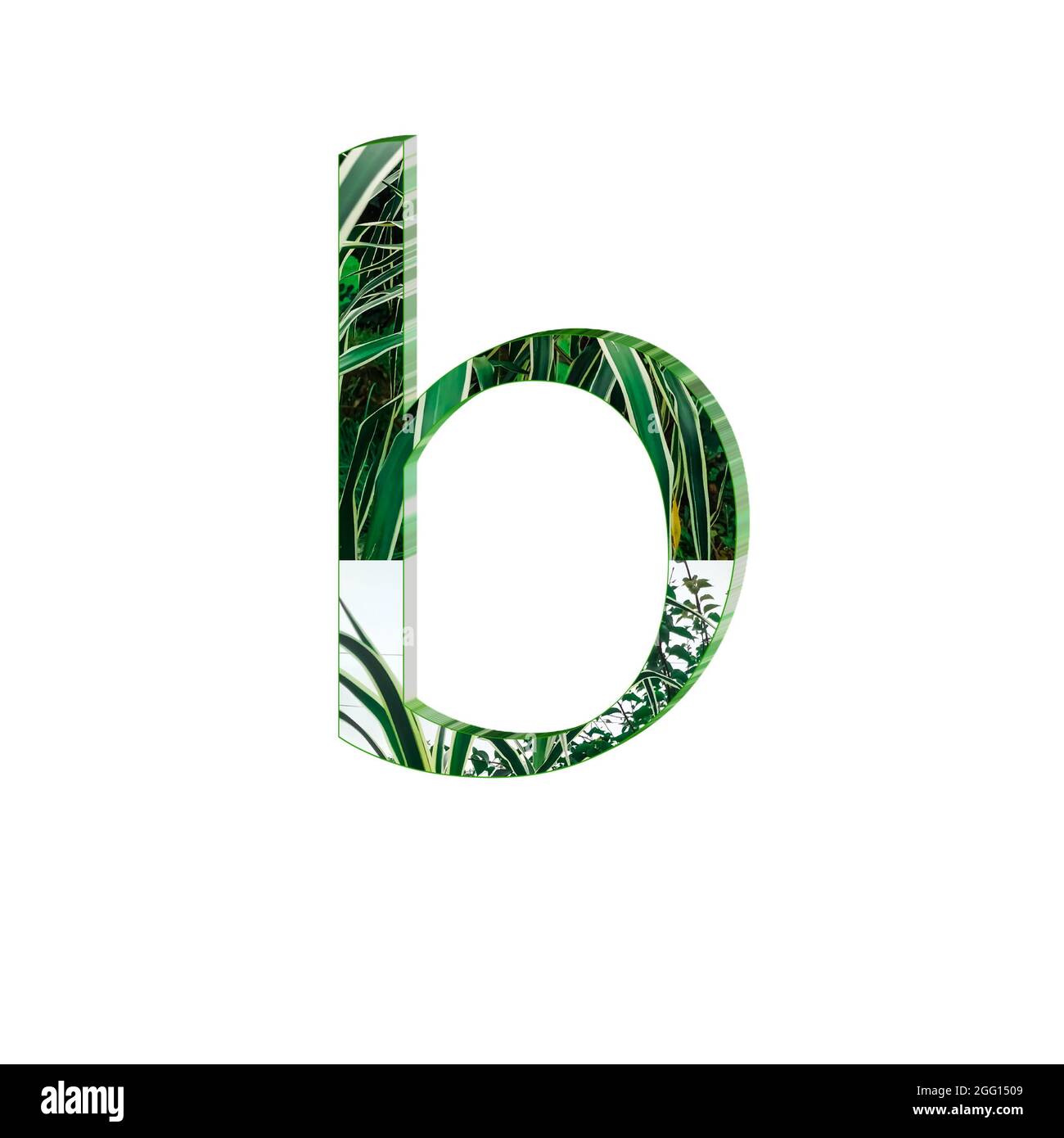 Green texture small letter b colorful 3D abstract beautiful white background Stock Photo