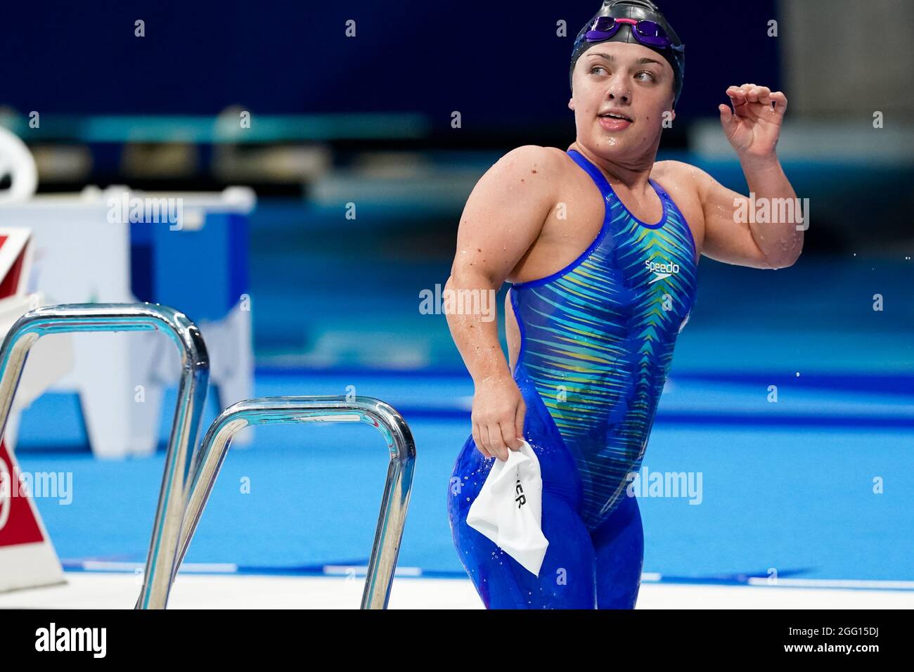 TOKYO, JAPAN - AUGUST 28: Nicole Turner of Ireland after competing in the Women's 100m Breaststroke SB6 Heats during the Tokyo 2020 Paralympic Games at Tokyo Aquatics Centre on August 28, 2021 in Tokyo, Japan (Photo by Ilse Schaffers/Orange Pictures) NOCNSF Stock Photo