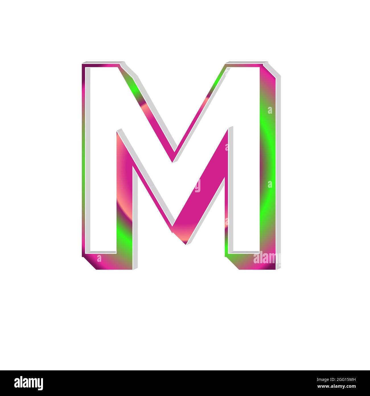 Alphabet capital letter M colorful texture 3D abstract beautiful white background Stock Photo