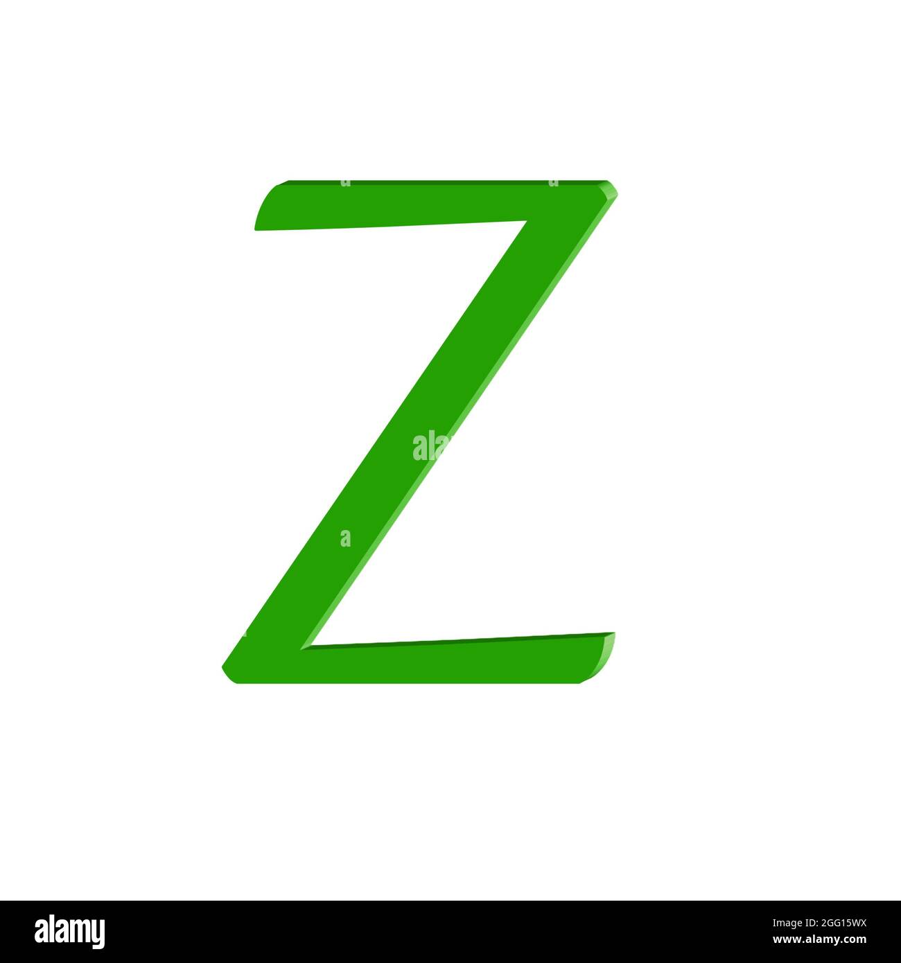 Green capital letter Z colorful 3D abstract texture beautiful white background Stock Photo