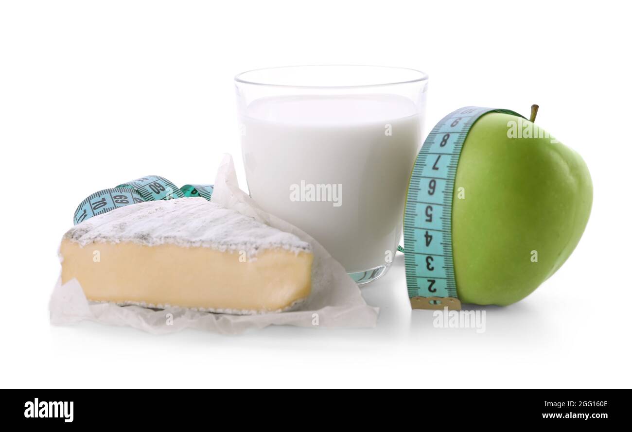 Different dairy products on white background Stock Photo Alamy